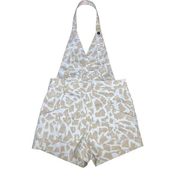 Anthropologie Maeve Gardeners Apron Shortalls Romper Neutral Women Size 6 - Picture 3 of 16